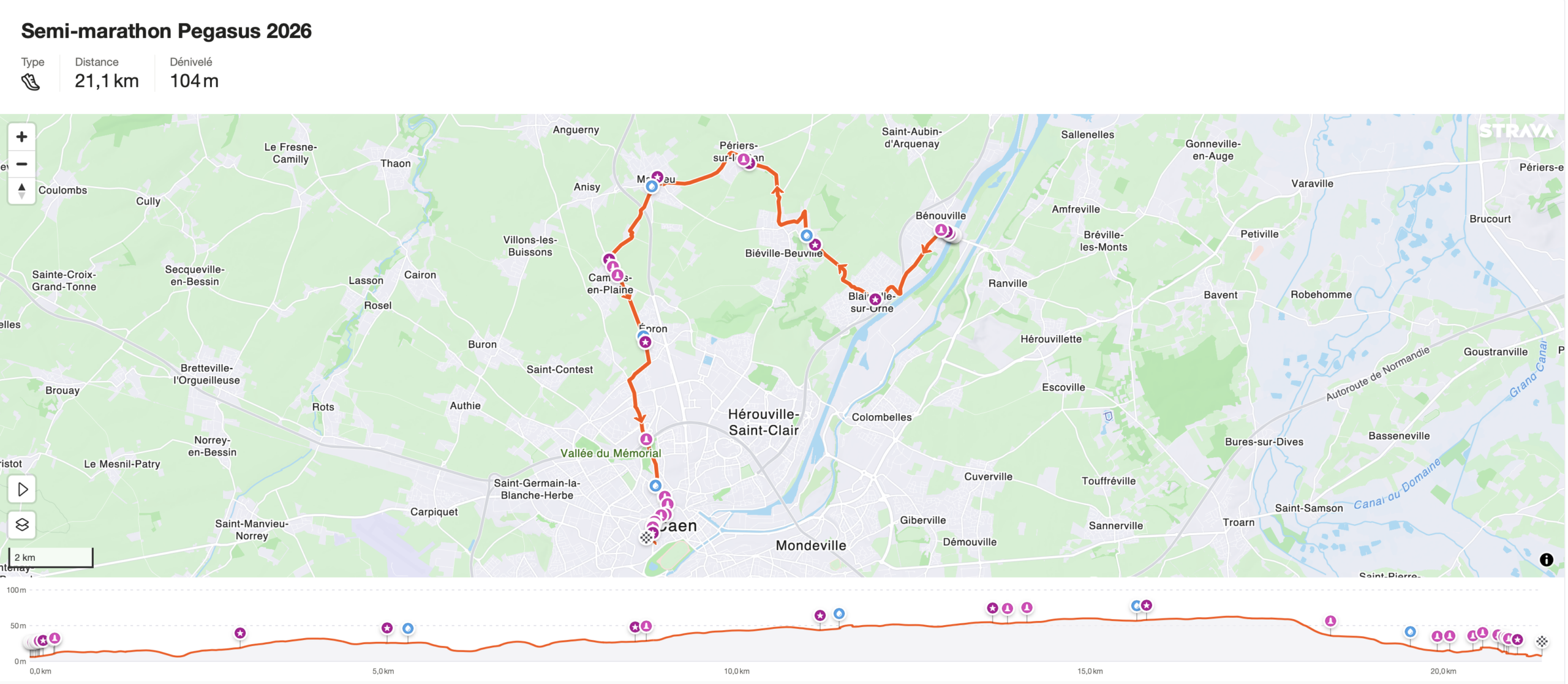 Parcours du Semi-marathon Pegasus
