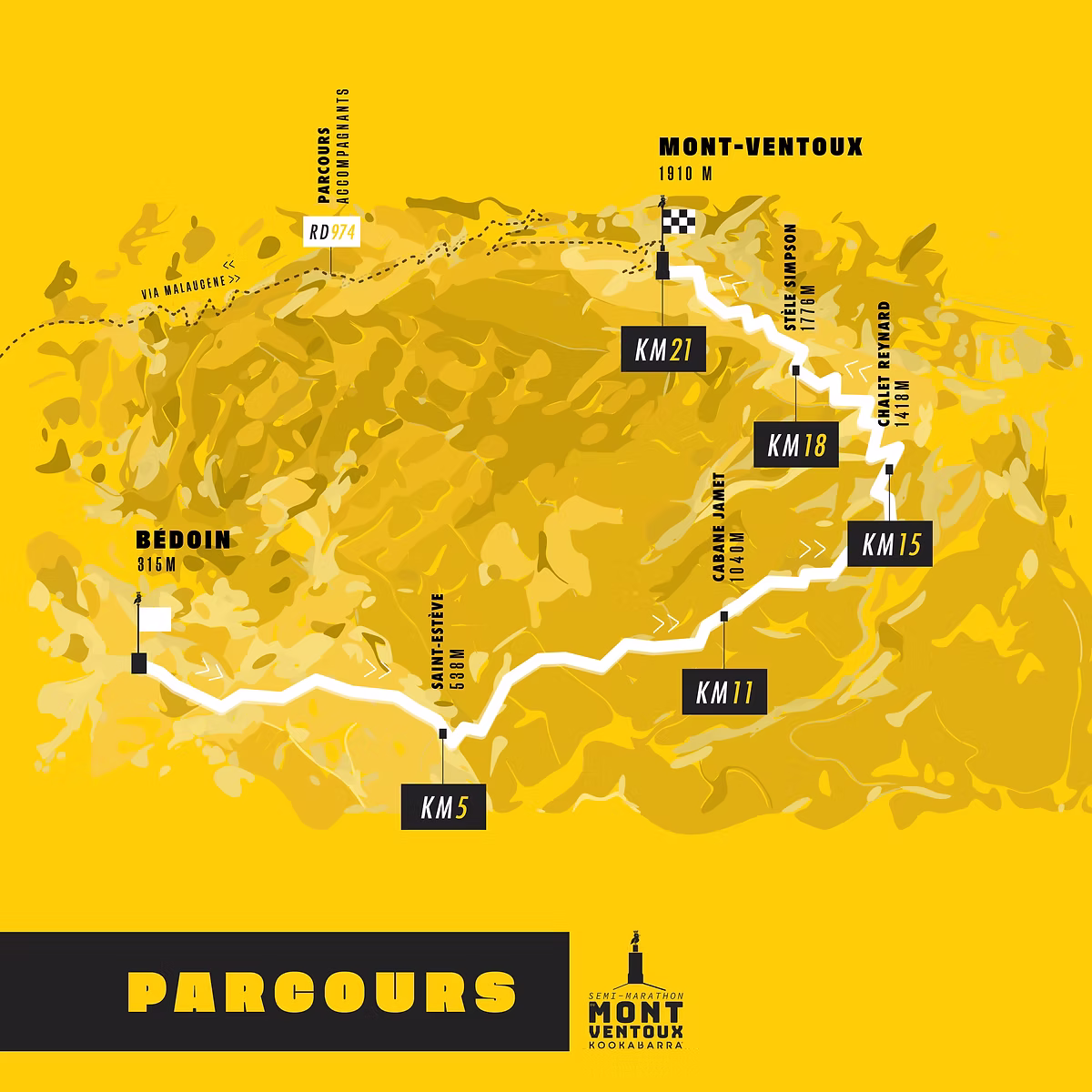 Parcours officiel du Semi-Marathon du Mont-Ventoux