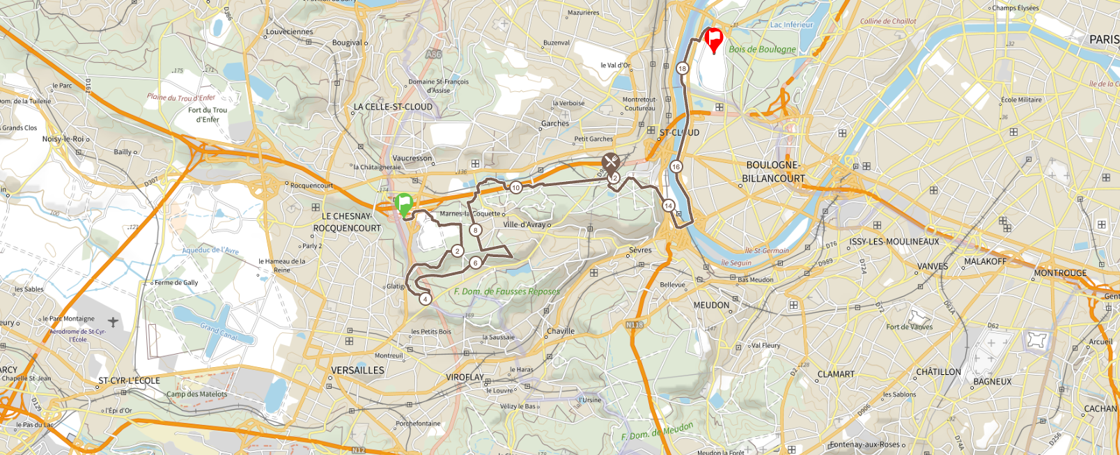 Parcours du Trail 20 km du Salomon EcoTrail Paris Automne 2026