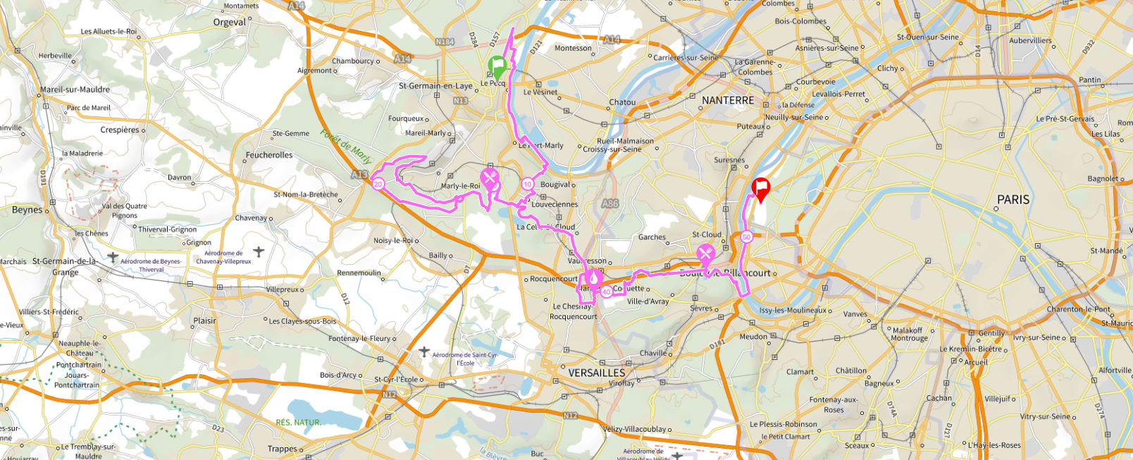 Parcours du Trail 50 km du Salomon EcoTrail Paris Automne 2026