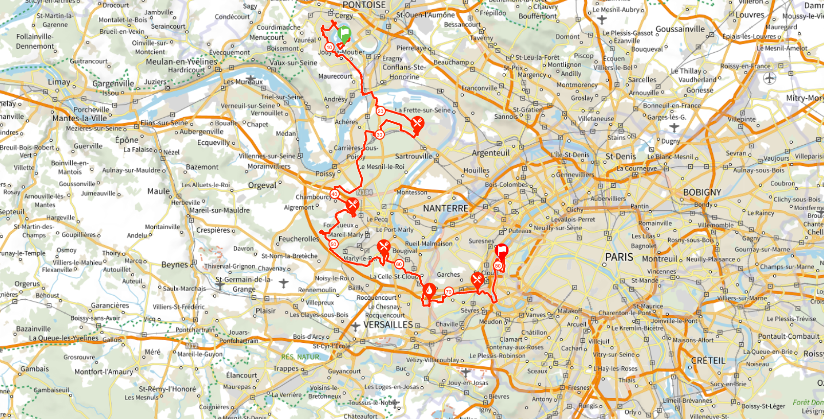Parcours du Trail 80 km du Salomon EcoTrail Paris Automne 2026