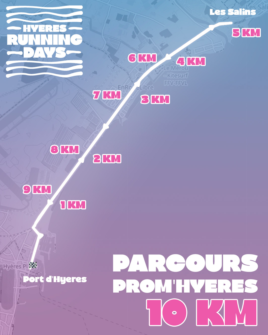 Parcours du 10 km de la Prom'Hyères 2026
